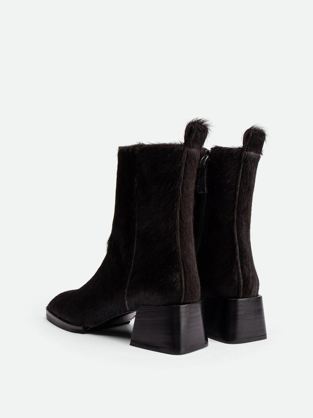 Tangy Brown Hairy Leather Ankle Boots - Back View - POEVE Collection