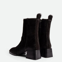 Tangy Brown Hairy Leather Ankle Boots - Back View - POEVE Collection