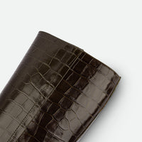 Noelia Green Croco Leather Tall Boots - Side Close-up View - POEVE Collection