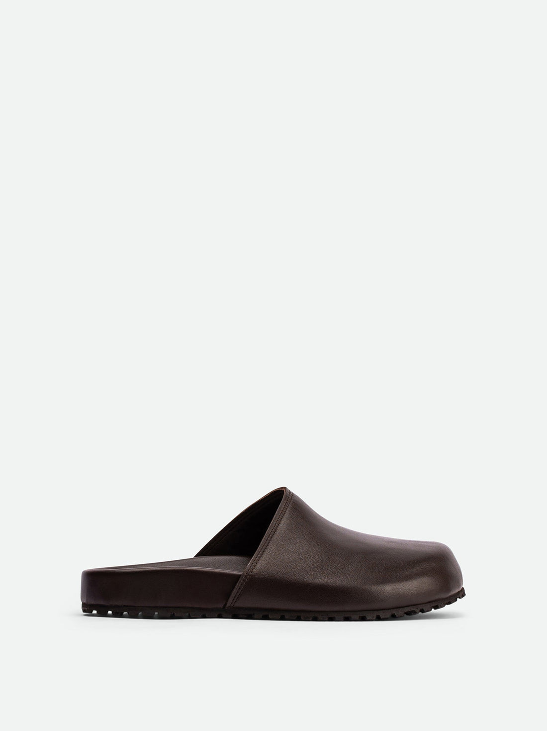 Olga Brown Leather Mules - Side View - POEVE Collection