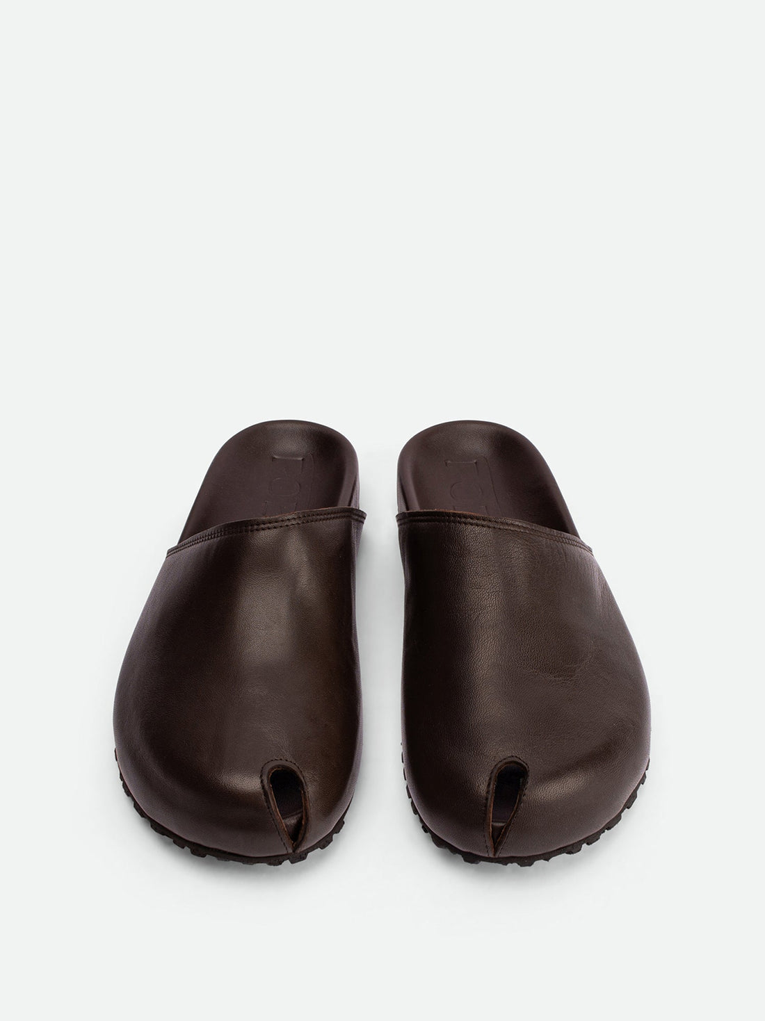 Olga Brown Leather Mules - Top View - POEVE Collection
