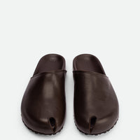 Olga Brown Leather Mules - Top View - POEVE Collection