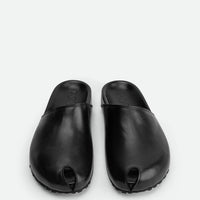 Olga Black Leather Mules - Top View - POEVE Collection