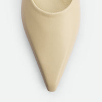 Faye Beige Leather Mules - Toe Close-up View - POEVE Collection