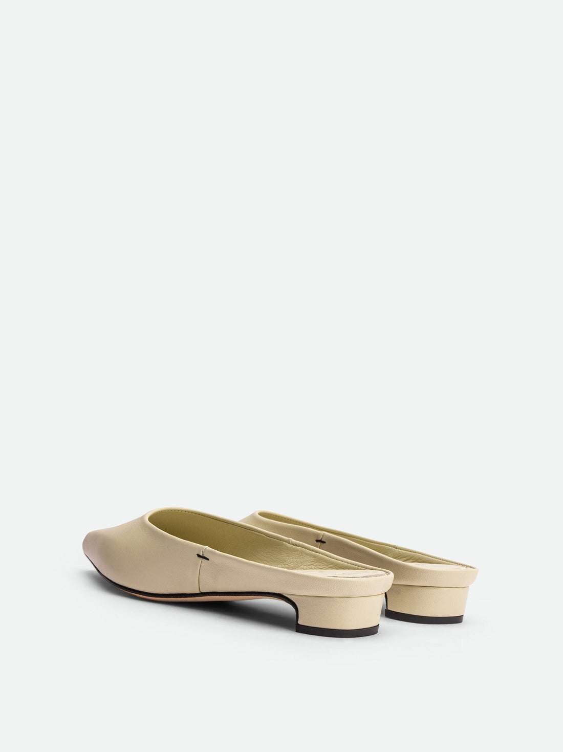 Faye Beige Leather Mules - Back View - POEVE Collection