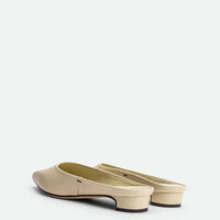 Faye Beige Leather Mules - Back View - POEVE Collection