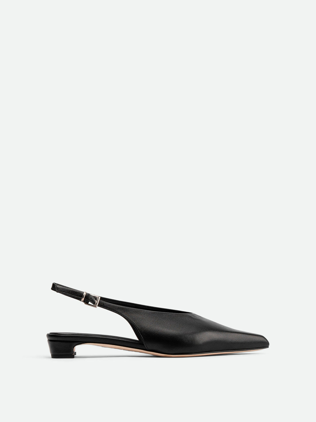 Seline Black Leather Slingbacks - Side View - POEVE Collection