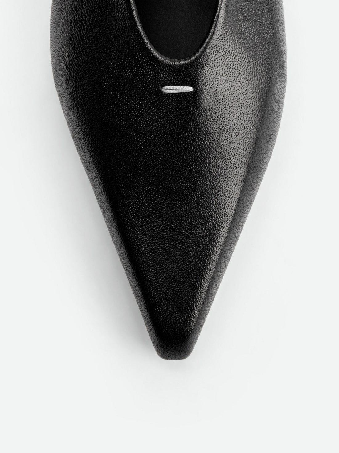 Seline Black Leather Slingbacks - Toe Close-up View - POEVE Collection