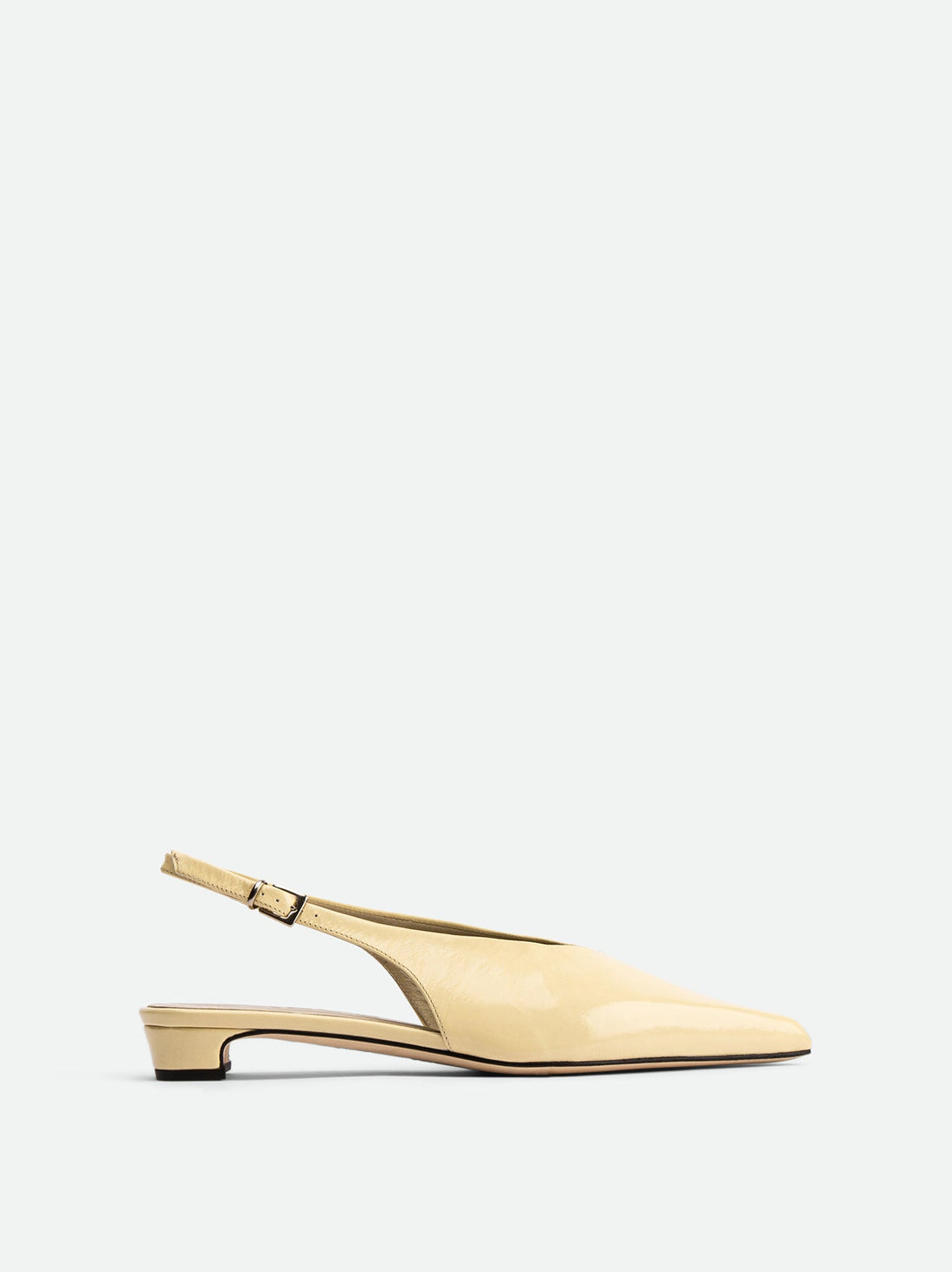 Seline Beige Patent Leather Slingbacks - Side View - POEVE Collection