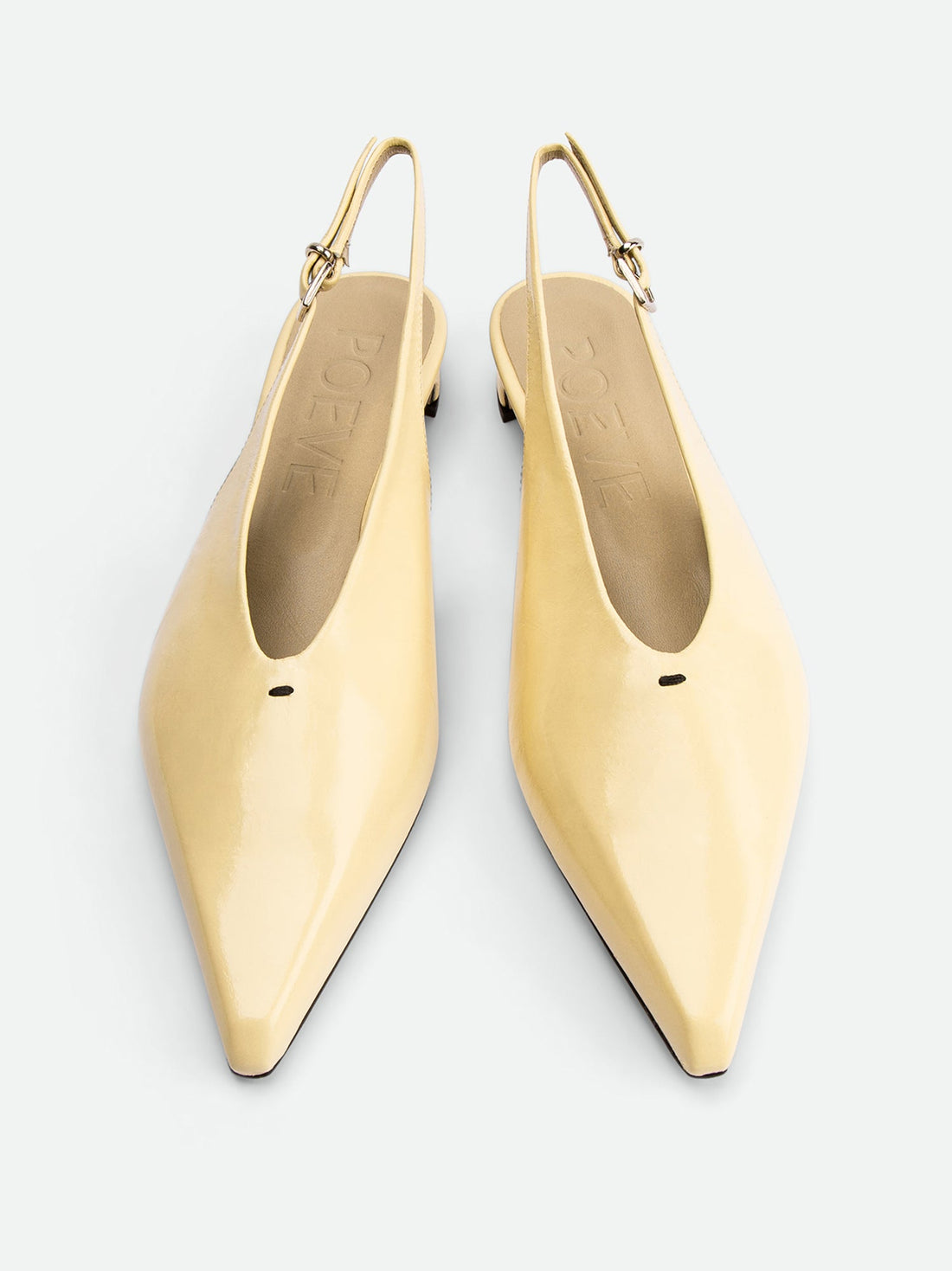Seline Beige Patent Leather Slingbacks - Top View - POEVE Collection