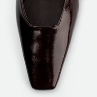Harper Brown Patent Leather Heel Slingbacks - Toe Close-up View - POEVE Collection