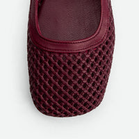 Amelia Perforated Bordeaux Leather Ballerinas - Toe Close-up View - POEVE Collection