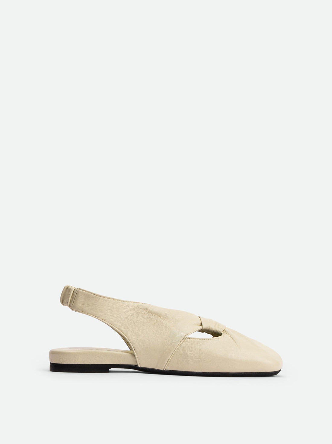 Janelle Beige Leather Slingbacks Sandals - Side View - POEVE Collection