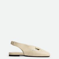 Janelle Beige Leather Slingbacks Sandals - Side View - POEVE Collection