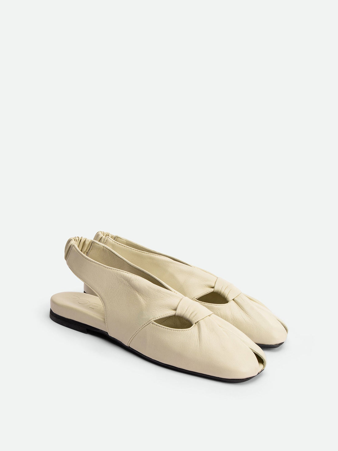 Janelle Beige Leather Slingbacks Sandals - Angled Side View - POEVE Collection