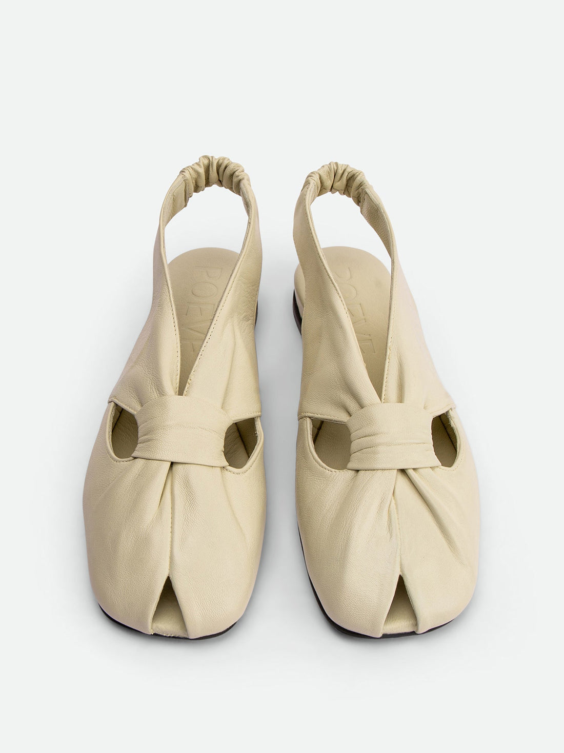 Janelle Beige Leather Slingbacks Sandals - Top View - POEVE Collection
