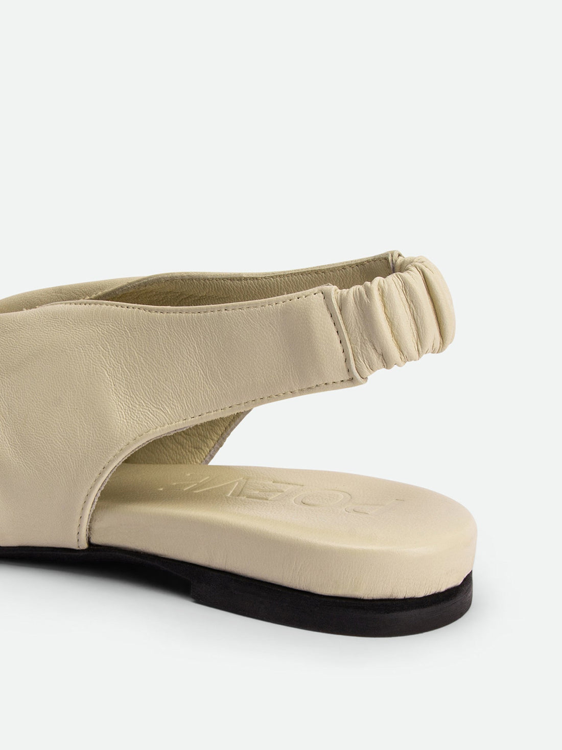 Janelle Beige Leather Slingbacks Sandals - Back Close-up View - POEVE Collection