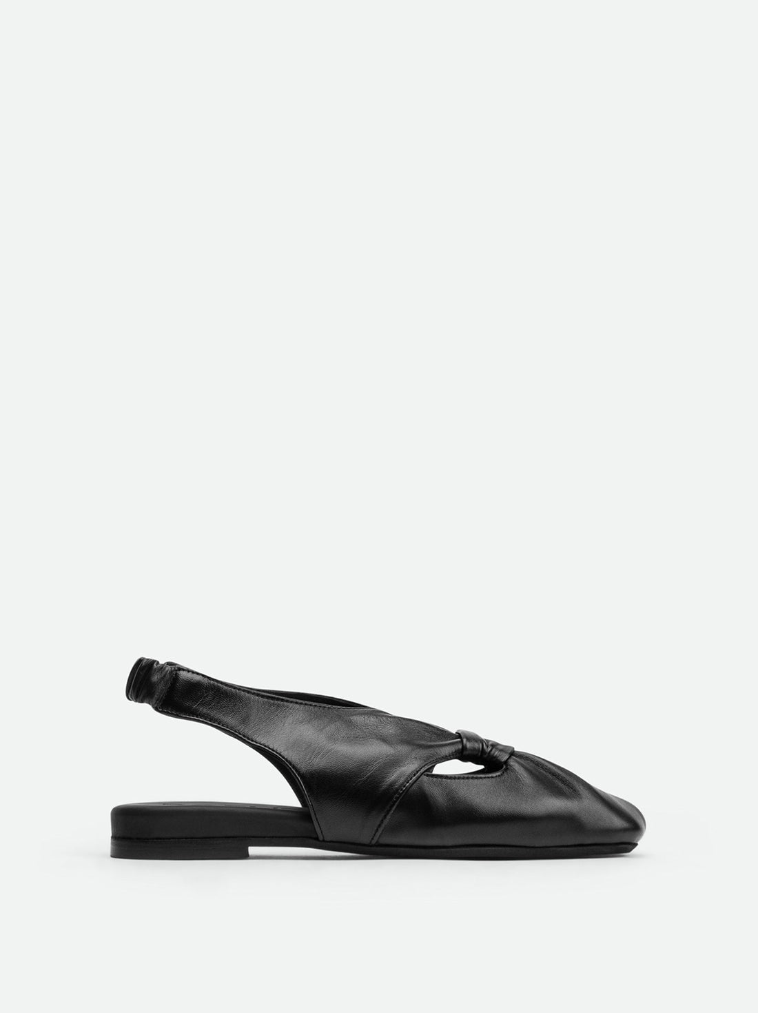 Janelle Black Leather Slingbacks Sandals - Side View - POEVE Collection