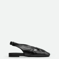 Janelle Black Leather Slingbacks Sandals - Side View - POEVE Collection