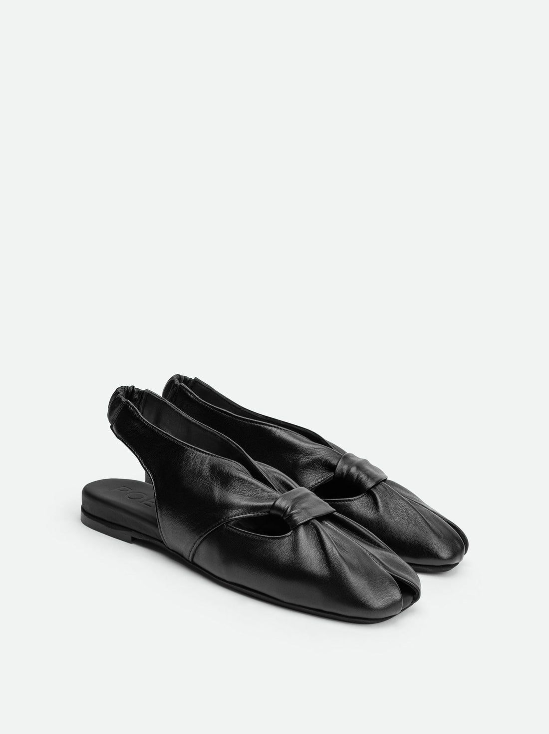 Janelle Black Leather Slingbacks Sandals - Angled Side View - POEVE Collection