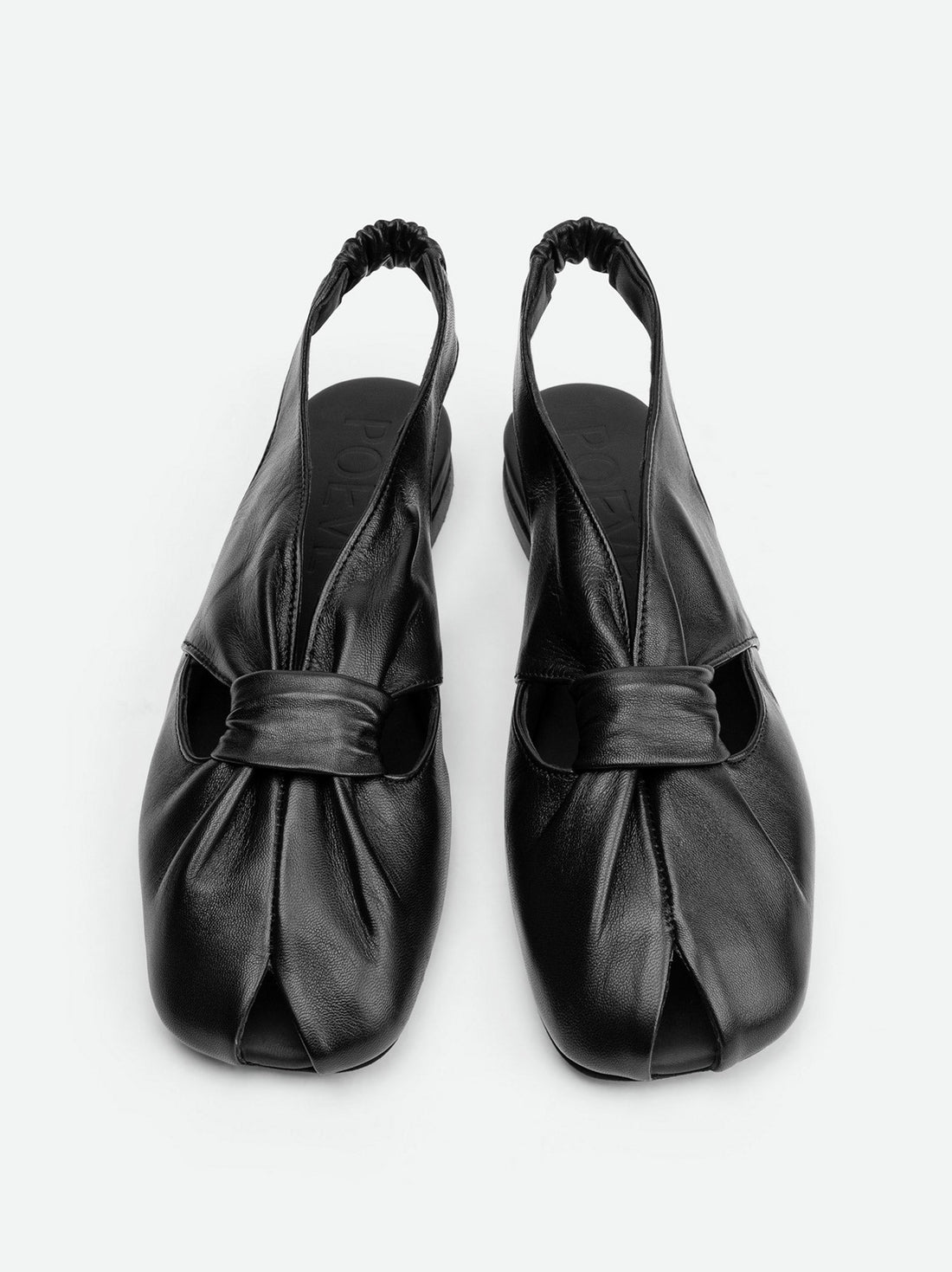 Janelle Black Leather Slingbacks Sandals - Top View - POEVE Collection