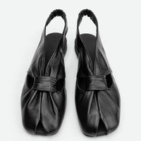 Janelle Black Leather Slingbacks Sandals - Top View - POEVE Collection