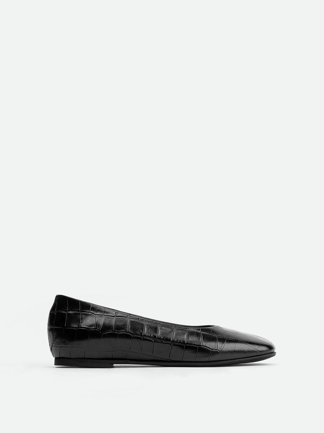 Emery Ballerinas Black Croco Leather - Side View - POEVE - Made in Italy