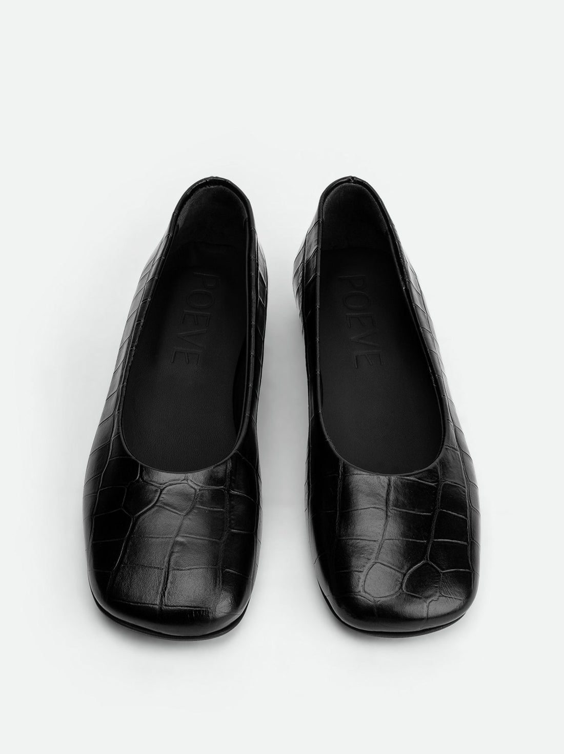 Emery Ballerinas Black Croco Leather - Top View - POEVE - Made in Italy