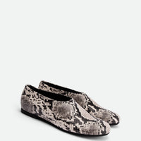 Talia Snake-Embossed Leather Flats – Angled View – POEVE Collection