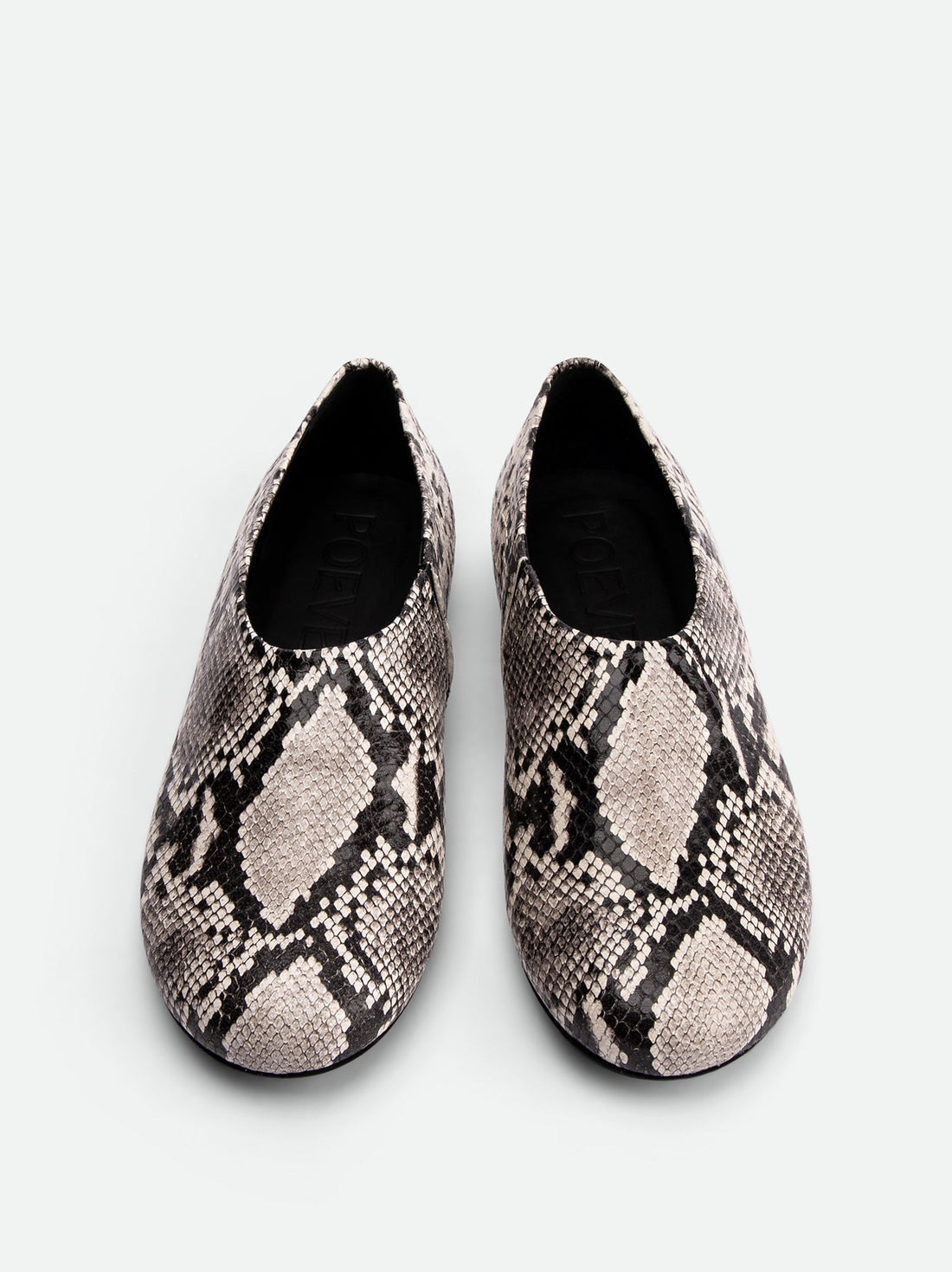 Talia Snake-Embossed Leather Flats – Top View – POEVE Collection