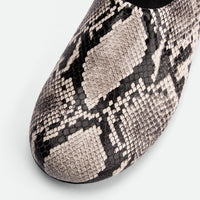 Talia Snake-Embossed Leather Flats – Close-Up – POEVE Collection