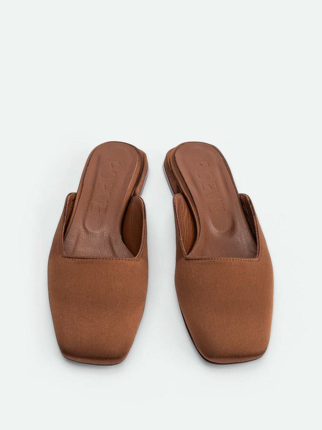 Bonnie Brown Satin Mules - Top View - POEVE Collection