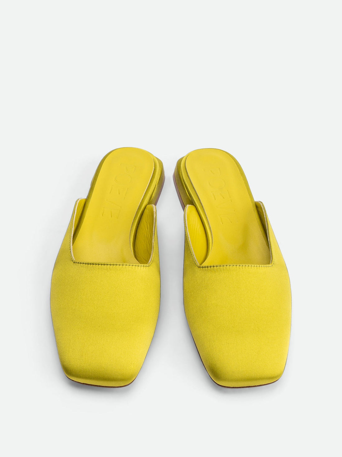 Bonnie Lime Satin Mules - Top View - POEVE Collection