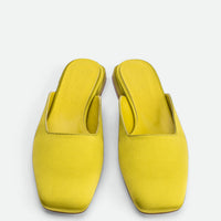 Bonnie Lime Satin Mules - Top View - POEVE Collection