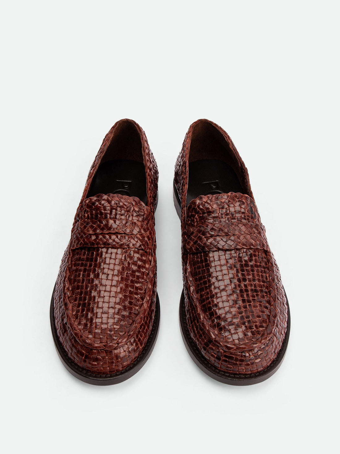 Maverick Brown Hand-Woven Leather Loafers - Top View - POEVE Collection