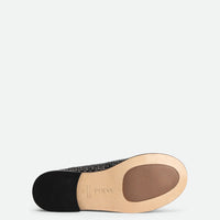 Maverick Black Hand-Woven Leather Loafers - Sole View - POEVE Collection