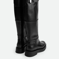 Xia Black Calf Leather Tall Boots – Back View – POEVE Collection