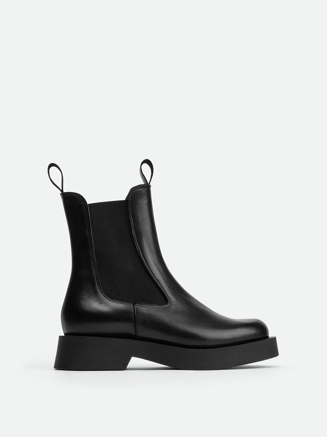 Nyx Black Leather Ankle Boots – Side View – POEVE Collection