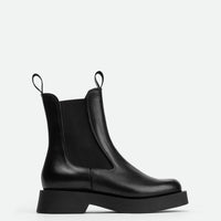Nyx Black Leather Ankle Boots – Side View – POEVE Collection