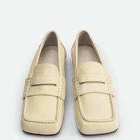 Finley Beige Leather Loafers - Top View - POEVE Collection
