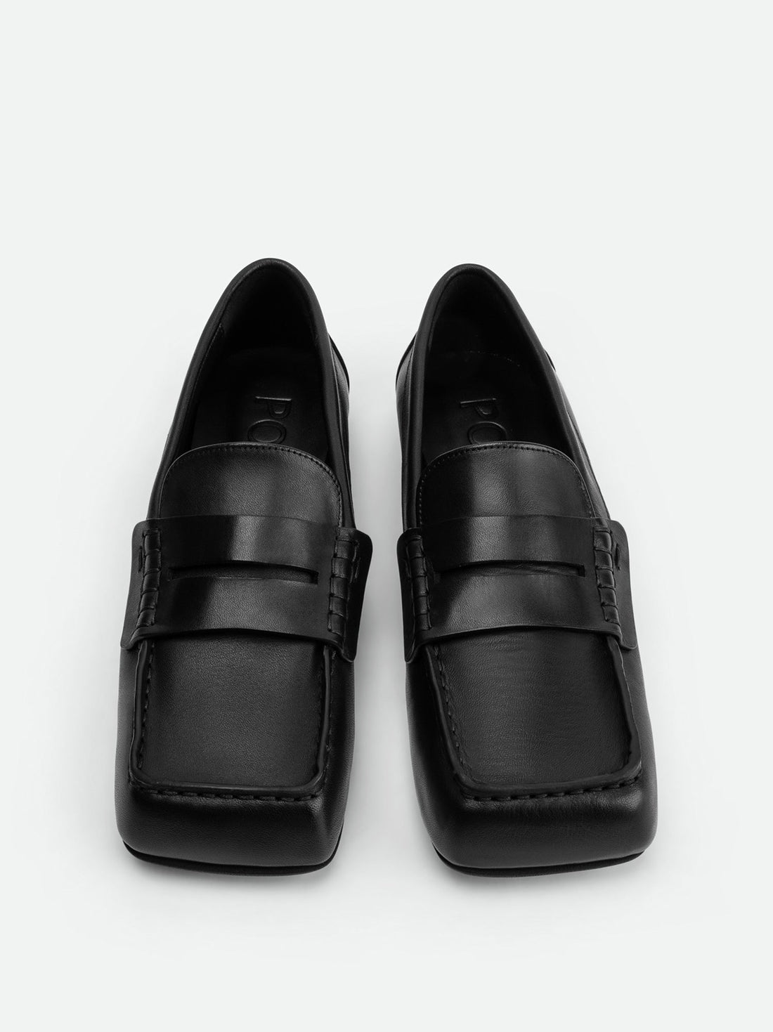 Finley Black Leather Loafers - Top View - POEVE Collection