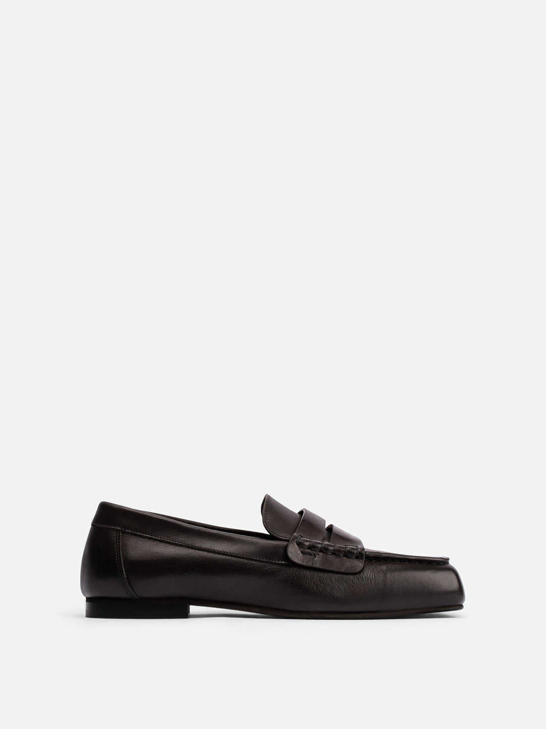 Finley Dark Brown Leather Loafers - Side View - POEVE Collection