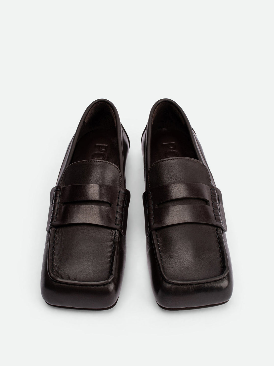 Finley Dark Brown Leather Loafers - Top View - POEVE Collection