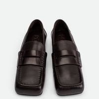 Finley Dark Brown Leather Loafers - Top View - POEVE Collection
