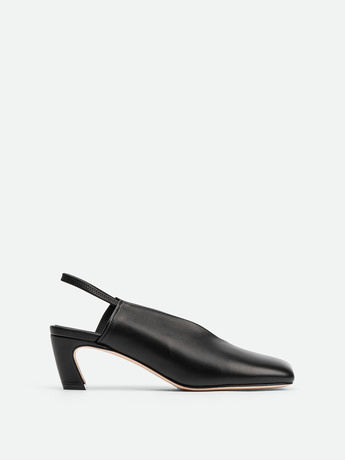 Elisa Black Leather Heel Slingbacks - Side View - POEVE Collection