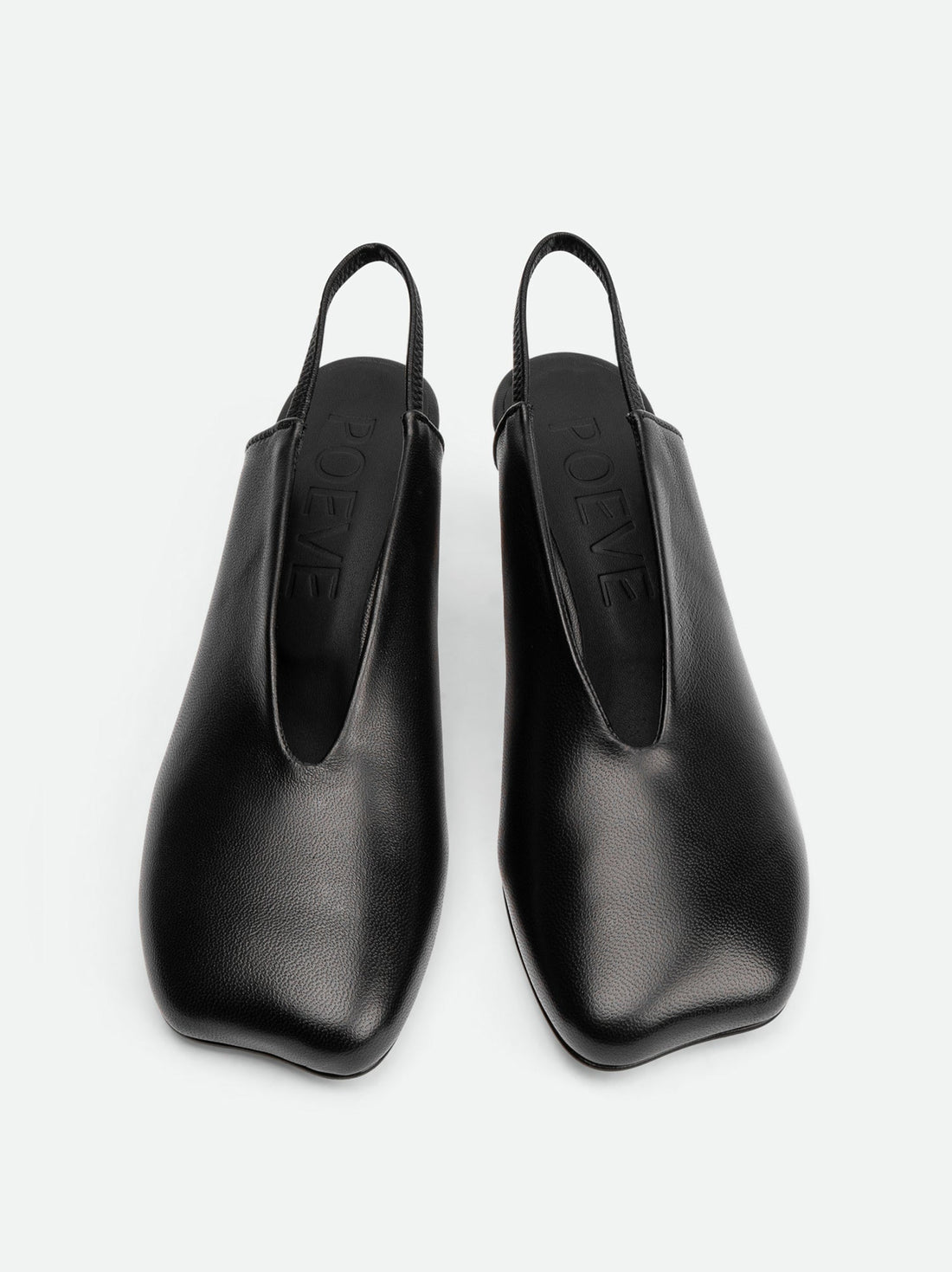 Elisa Black Leather Heel Slingbacks - Top View - POEVE Collection