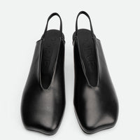Elisa Black Leather Heel Slingbacks - Top View - POEVE Collection