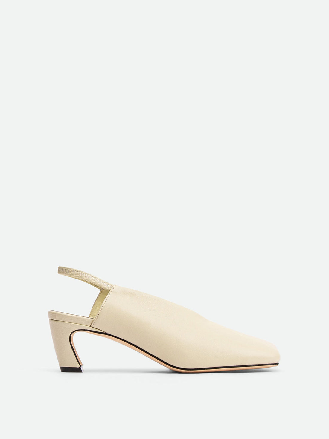 Elisa Beige Leather Heel Slingbacks - Side View - POEVE Collection