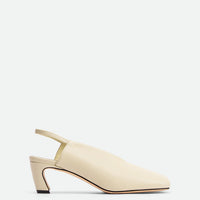 Elisa Beige Leather Heel Slingbacks - Side View - POEVE Collection