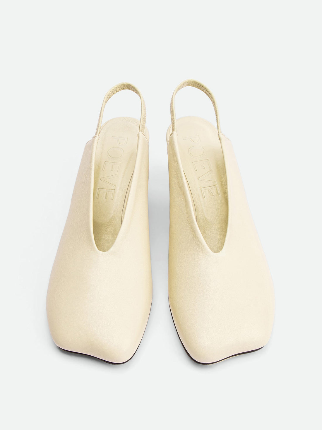 Elisa Beige Leather Heel Slingbacks - Top View - POEVE Collection